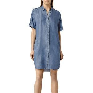 ALL SAINTS Mel Indigo Denim Chambray Shirt Dress